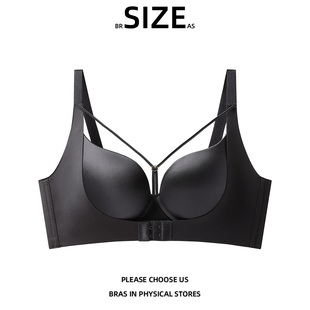 32AB AS前扣交叉美背文胸罩女聚拢小胸深V中厚光面内衣70 SIZE