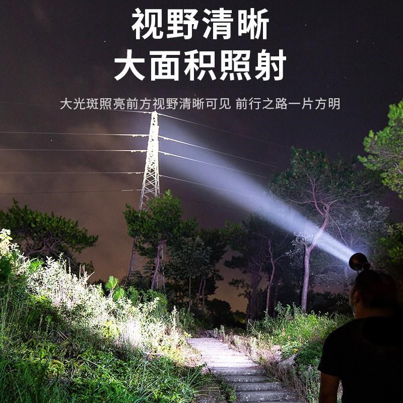 户外防水长续航强光头灯头戴式LED充电夜钓矿灯露营户外探照电筒