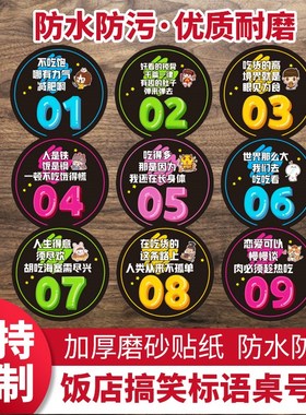 防水桌号贴创意餐厅饭店号码烧烤串火锅店桌子编号数字不干胶贴纸