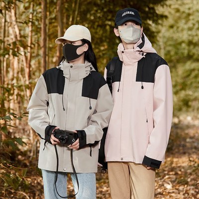 山系户外冲锋衣女春秋薄款弹力透气防水情侣外套旅行登山服女
