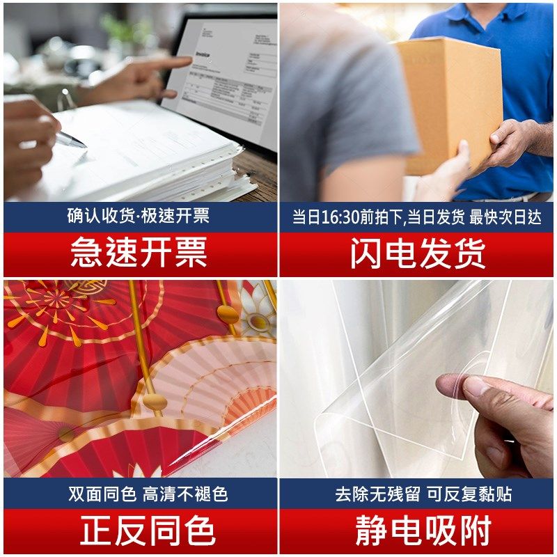 圣诞节装饰卡通橱窗玻璃门贴纸店铺圣诞树老雪人场景氛围静电贴画