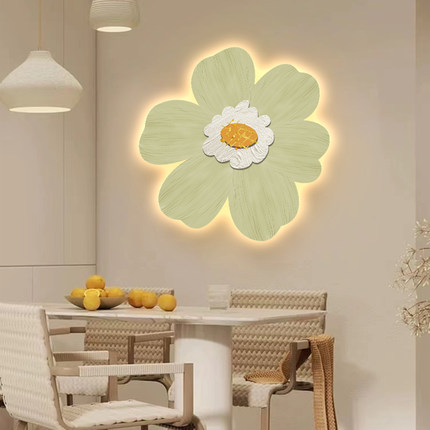 北欧治愈花卉led灯画客厅装饰画温馨简约卧室挂画小清新餐厅壁画
