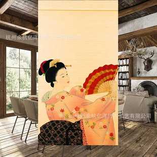 直销新款 茶室隔断竹帘卷帘窗帘 直销中式 印花竹帘客厅遮光遮阳日式