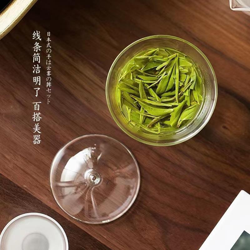 直销新款美人披肩日式职人手工透明云雾耐热玻璃功夫泡茶盖碗茶具