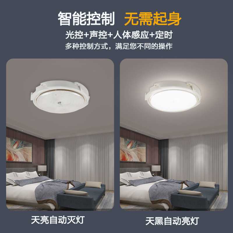 新款直销太阳能吸顶灯家用室内户外通用大功率LED圆形天花阳台庭