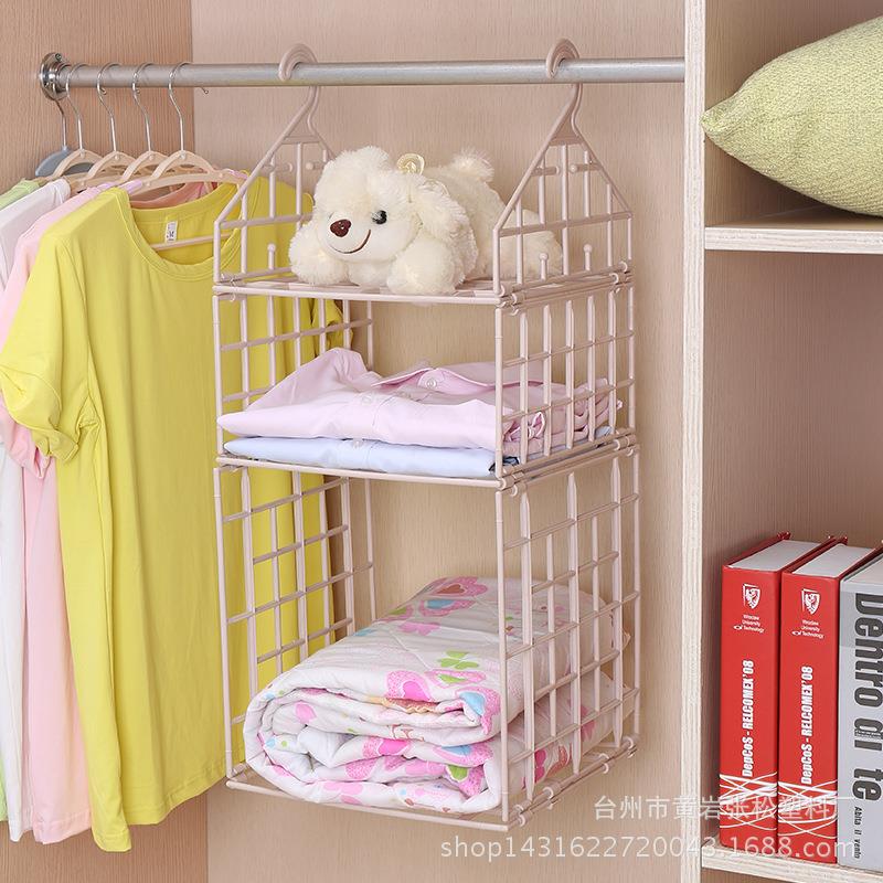 直销新款创意多功能衣架分层收纳架衣物整理架多层橱柜置物架宿舍