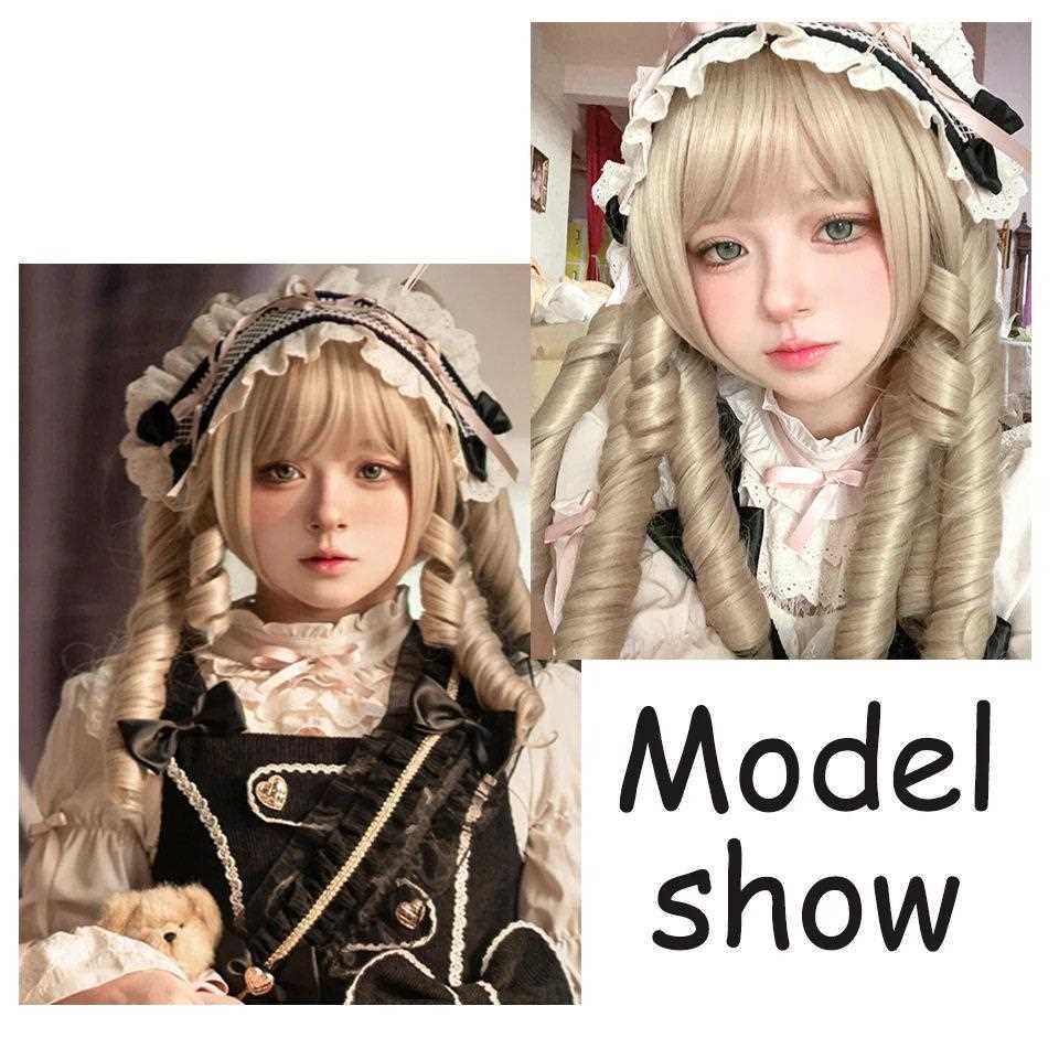 新款直销doll感罗马卷双马尾长卷发头套带刘海时尚非主流假发女现