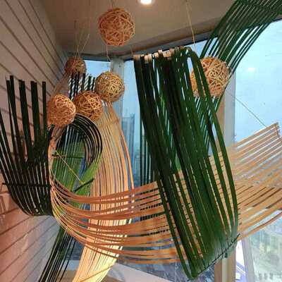 直销新款染色竹排竹编竹片竹艺花艺装置婚礼造型装饰红黄蓝绿彩色