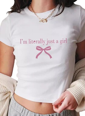 Slim Hot Girl style T-shirt欧美热卖女装ins露脐短袖Y2甜辣上衣