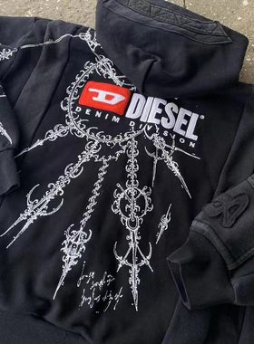 骷髅蝴蝶街头嘻哈哥特风原宿Y2k外套黑色拉链连帽衫hiphop卫衣男