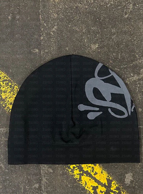 Y2K保暖针织套头帽万圣节保暖单品表情包图案帽子秋冬新款包头帽