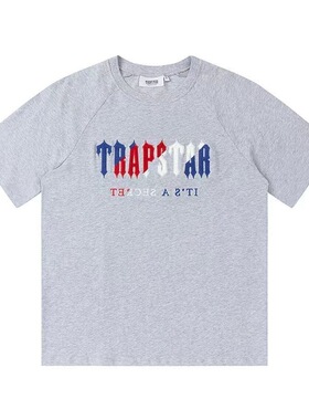 top欧美风trapstar潮流印花短袖休闲宽松百搭上衣学院运动圆领T恤
