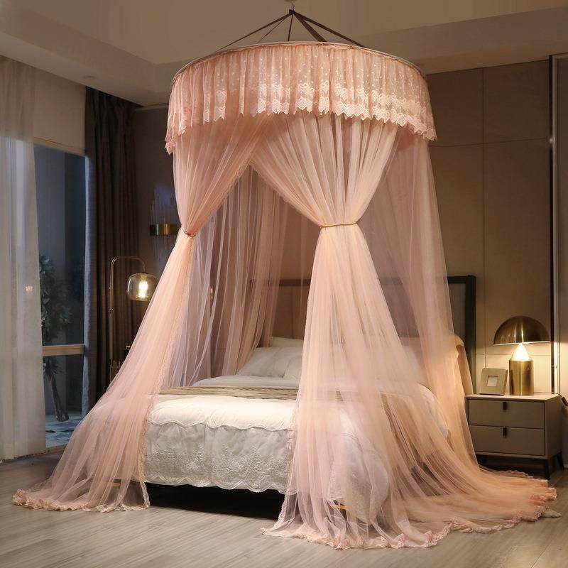 CB#新款加高加大加密1.5米直径蕾丝大圆顶吊顶加大蚊帐