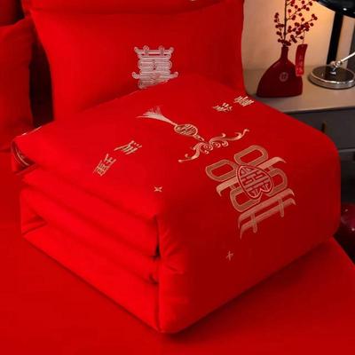 新款结婚用品蚕丝被婚庆桑蚕丝红色双人被子婚礼纯棉大红加厚冬被