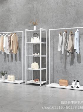 服装店铁艺白色落地展示架简约正挂男女装货架直播间陈列侧挂衣架