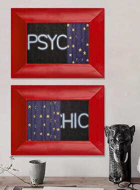 现代公寓小众时髦客厅卧室装饰画时尚摩登样板房挂画红色实木画