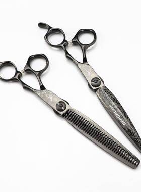 黑色7.0寸奈普森黑色钢大马士革美发剪理发剪牙剪打薄剪