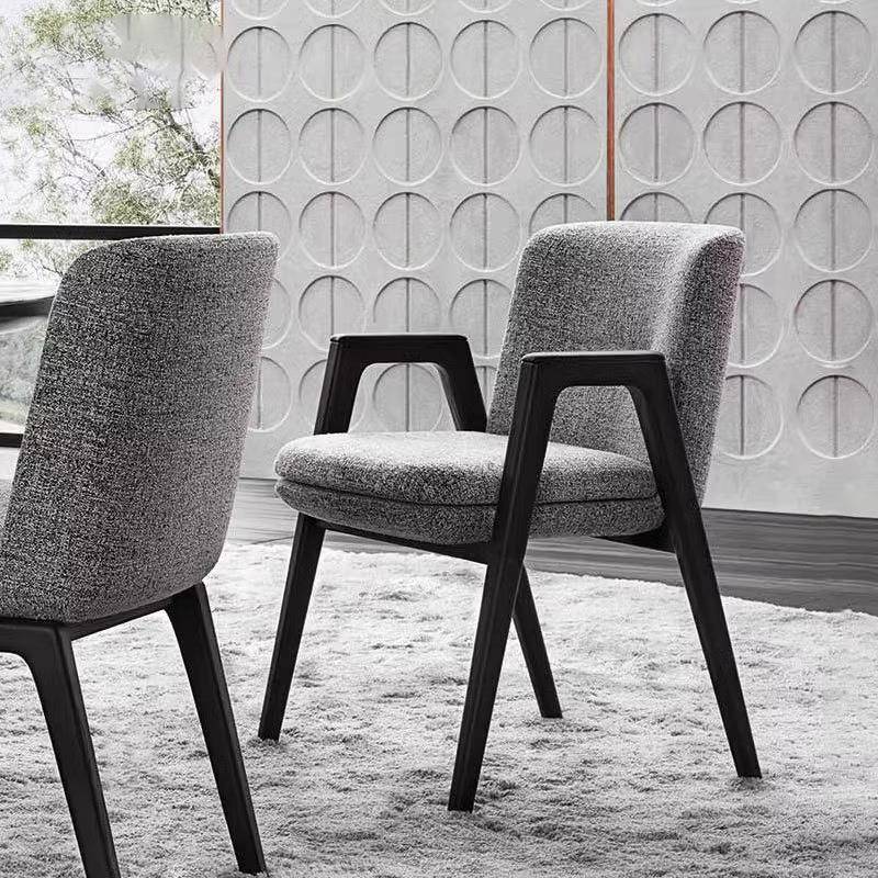 意式布艺餐椅实木椅子家用饭桌椅带扶手别墅书桌椅棉麻简约现代