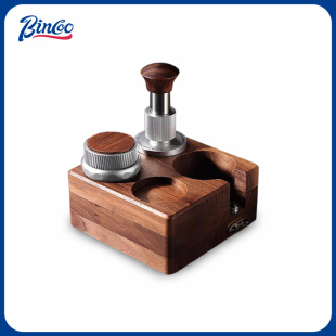 Bincoo胡桃木压粉底座意式冲击压粉锤恒力30磅意式咖啡布粉器套装
