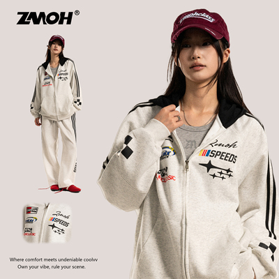 开衫情侣连帽卫衣美式球服