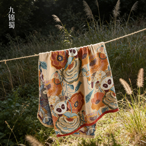 九锦蜀彩棉纱成人款全棉纱布浴巾