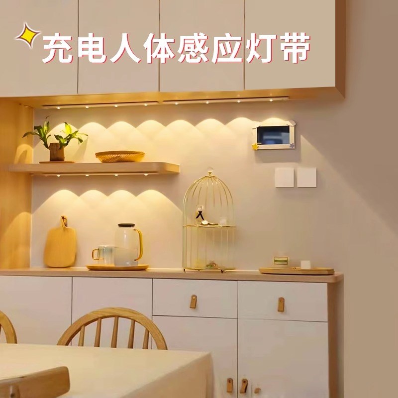 人体感应灯带充电自粘无线橱柜酒柜玄关衣柜鞋柜展示柜led灯条