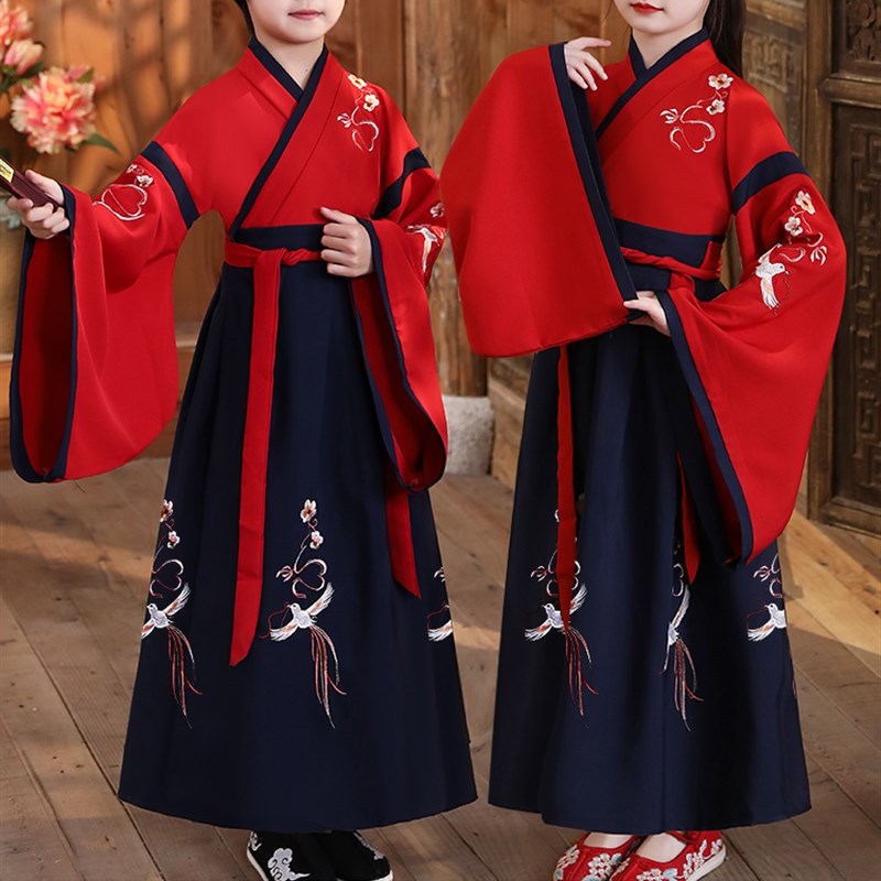 儿童古装汉服国学服男童女童小书童服装小学生演出服男中国风春秋