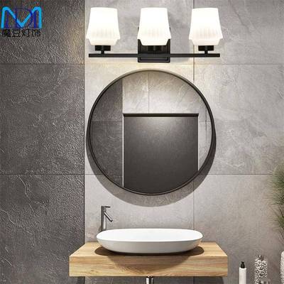 马亚新镜前灯镜柜专MD221105用浴室灯美式奶白条纹款逊玻璃灯罩11