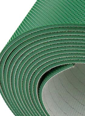 PVC绿色钻石面花纹传送带防滑QIL滚筒送带送胶木工机输械传带橡厂