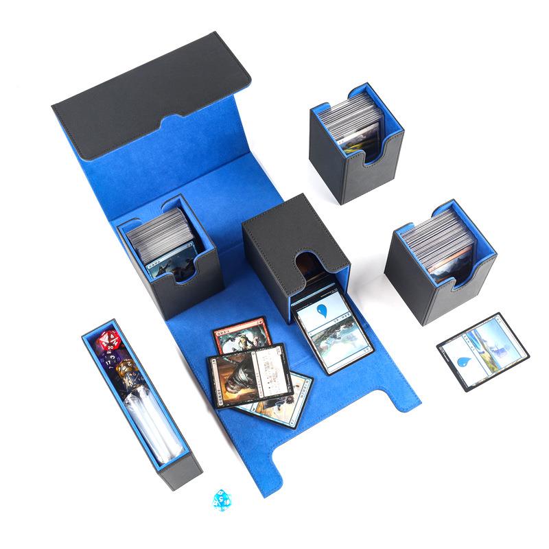 PU强磁大容量五合一双排收合竖插卡盒骰子收纳藏球星卡片磁HK-X05