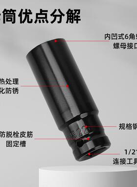 跨境热销35角件套六修电动套筒加长1ZPE/2电动套扳手工具装汽工具