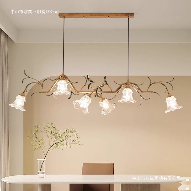 美式餐厅吊灯轻奢创意饭厅餐桌灯具法式简约设计师长条岛台吧台灯