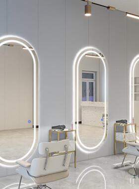 理发店镜台网红显瘦美颜美容发镜子白款壁985挂式LED触摸潮发廊专