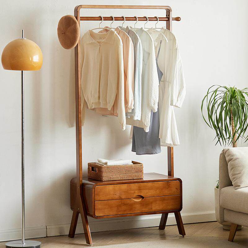 实木用挂衣架落原地卧室帽架房间挂衣服家架EUG衣子木立式衣架带