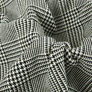 秋冬经典正黑白格纺羊绒粗面料双面反无品牌/格子异面毛呢面料大