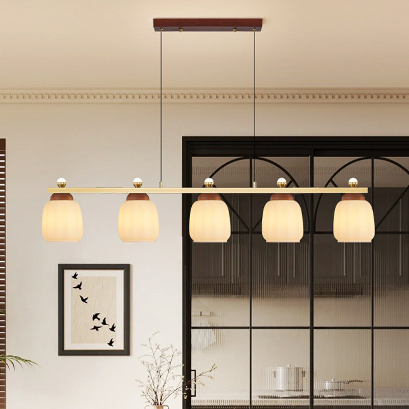 中古风餐厅吊灯美式餐桌吧台饭厅灯简约法式复古长条灯具2026新款图片