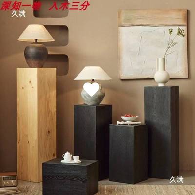 禅意木墩诧寂风实木方形木桩酒店玄关底座子民宿边几艺术原木摆件