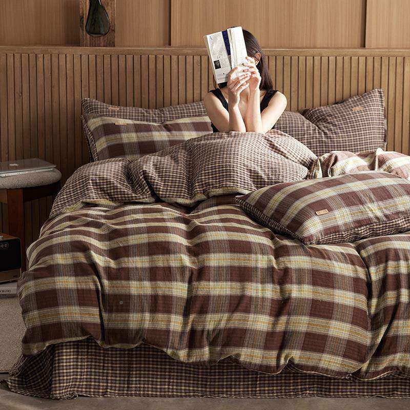 0A类日式风格子双层纱件套100全棉四纯棉22被DGA5新款纱布床单套