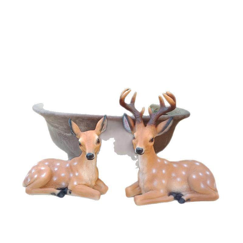 户庭别墅院子花园外仿动真梅花鹿树脂物ZMS摆件客厅电视院柜装饰