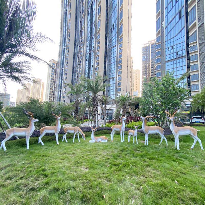 花园装林观小品饰摆件户美外婚庆陈圣诞鹿玻HY1625景璃钢动物白麋