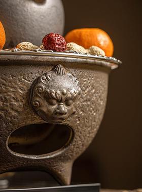 家用茶大号围炉煮碳炉碳创茶意提梁粗陶耐热碳烤炉9936子茶室起炉