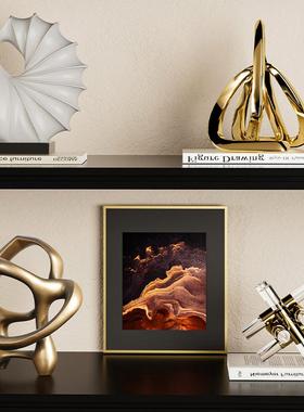 高档奢金几何色术品摆件客厅酒柜样板间开放格艺书架装饰轻MQX品