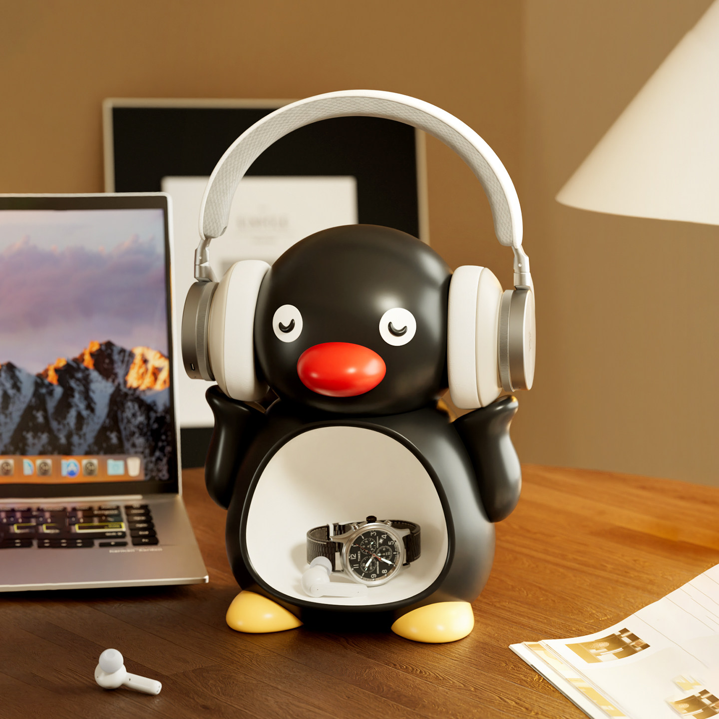 pingu收纳摆件耳机支架置物送礼图片