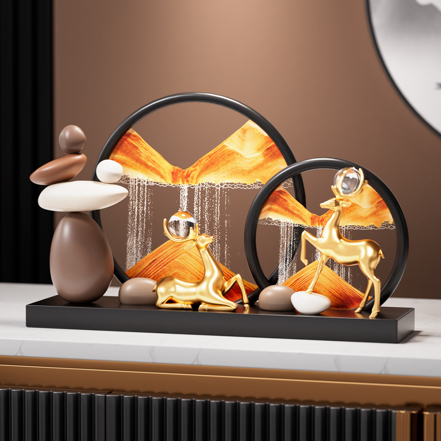 时来运转流沙画摆件桌面酒柜客厅办公室转运轻奢装饰乔迁新居礼物,家居饰品,桌面摆件,淘宝优惠券,粉丝福利购,淘宝优惠卷