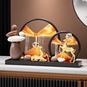 时来运转流沙画摆件桌面酒柜客厅办公室转运轻奢装 饰乔迁新居礼物