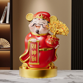 财神爷摆件发财树招财前台收银店铺开业礼物玄关酒柜乔迁新居装 饰