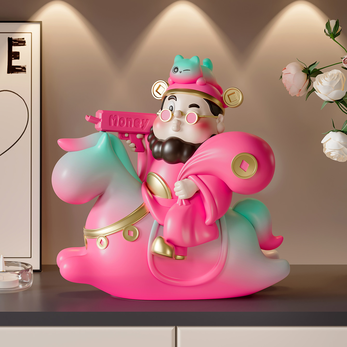 创意潮流财神发财摆件电视柜玄关