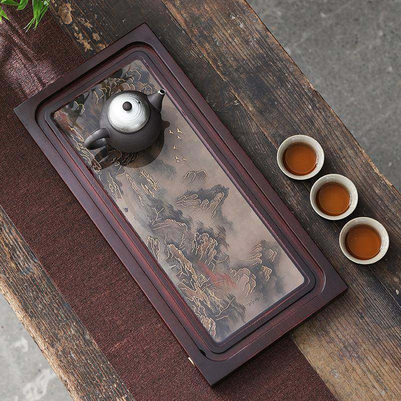 遇热变茶色茶盘竹小茶台具托盘中式用茶海储水排制水两用tssc0006