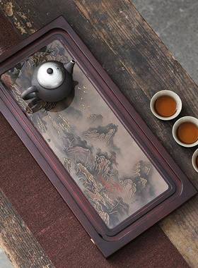 遇热变茶色茶盘竹小茶台具托盘中式用茶海储水排制水两用tssc0006