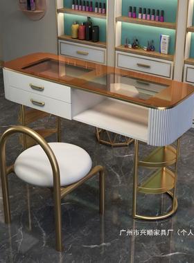 经济风型美甲店奶油单玻人美甲台ACS美甲桌日式白色简约轻璃奢全